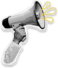 Hand holding a megaphone